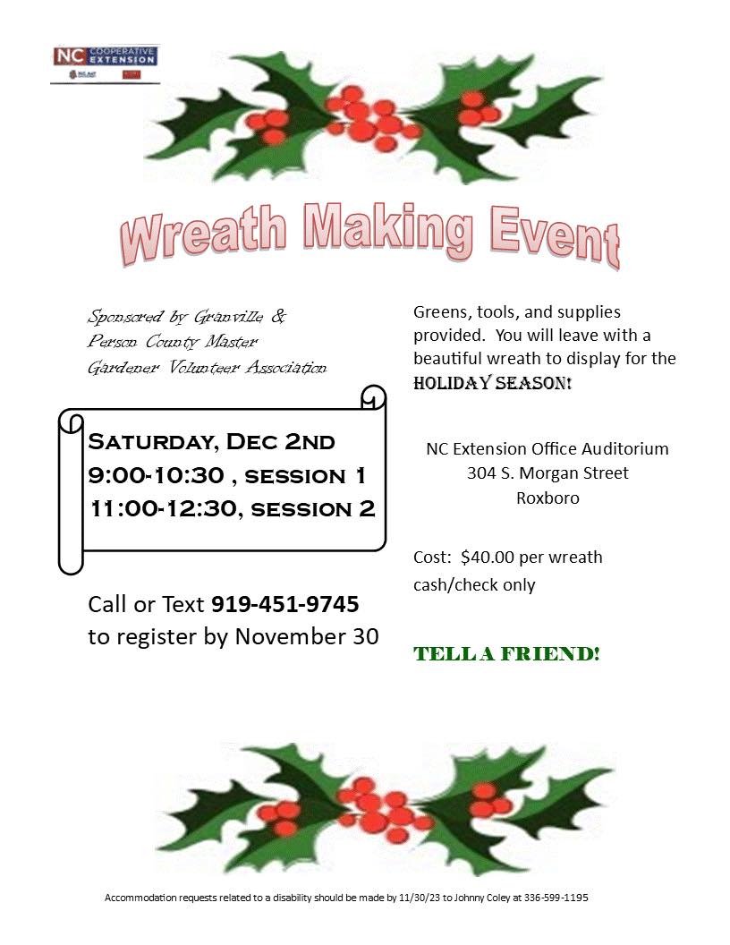 Wreath Making Workshop Flier 2023