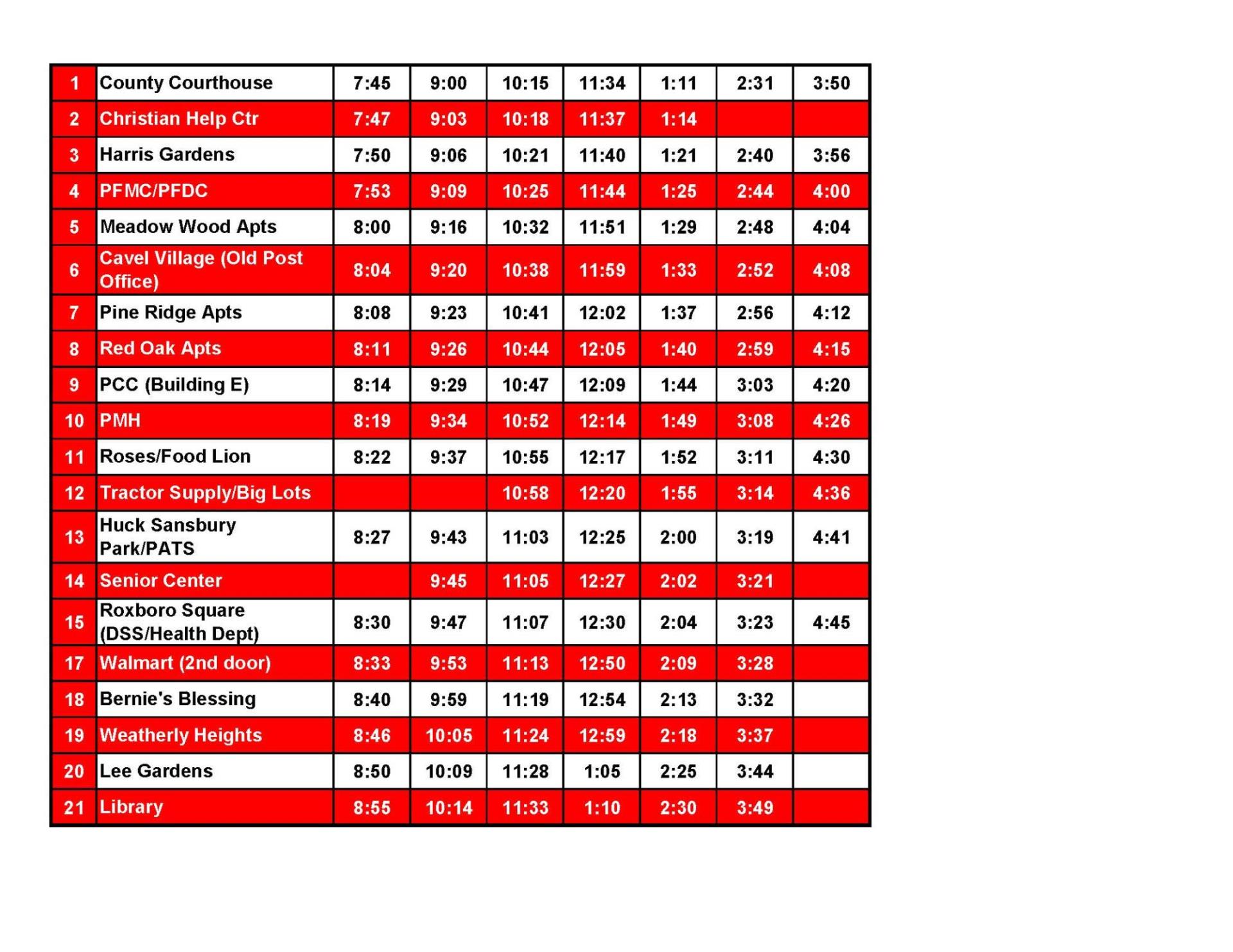 Shuttle Schedule (Red Route)v101024