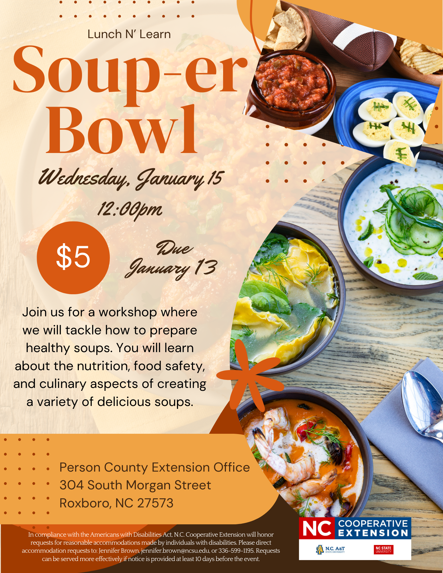 Soup-er Bowl Lunch and Learn Flier January 15, 2025
