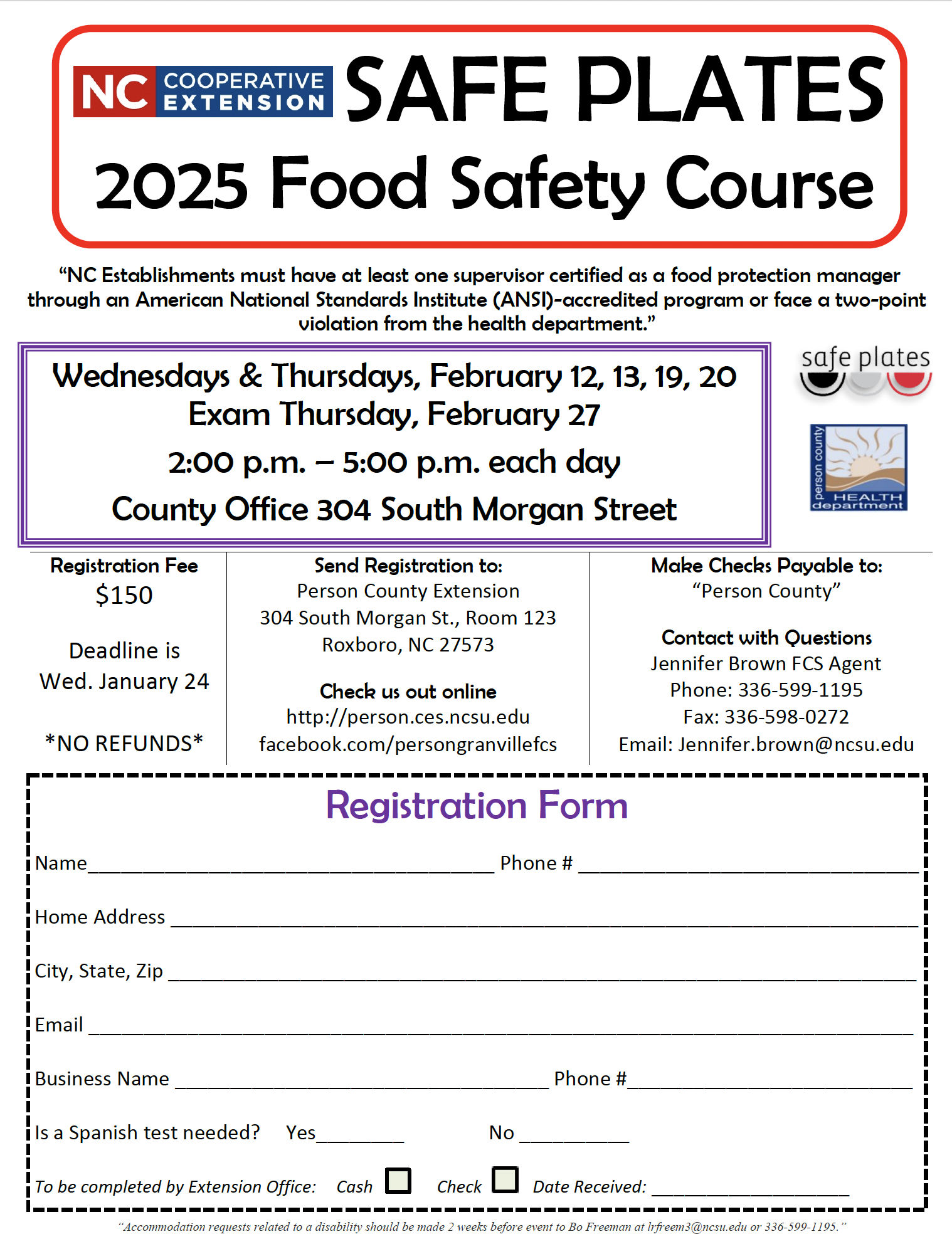 Safe Plates Food Safety Course February 2025