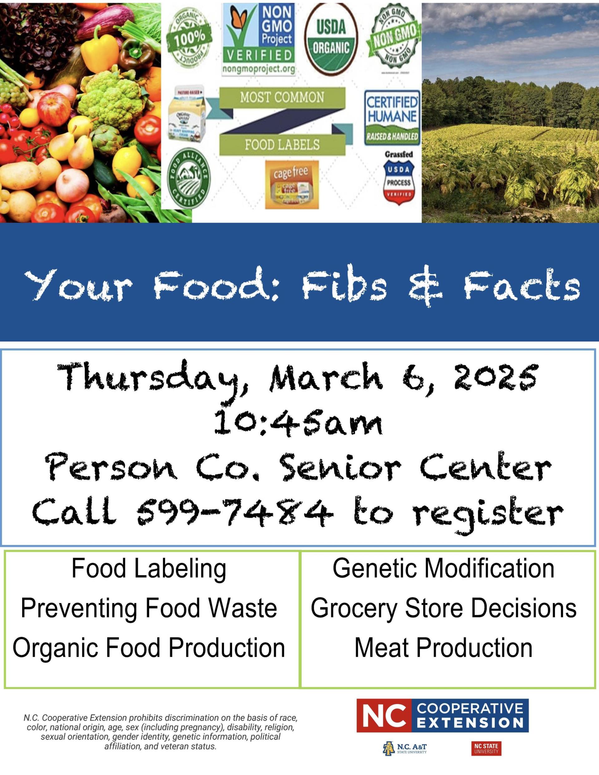 Food Fib and Facts Workshop Flier