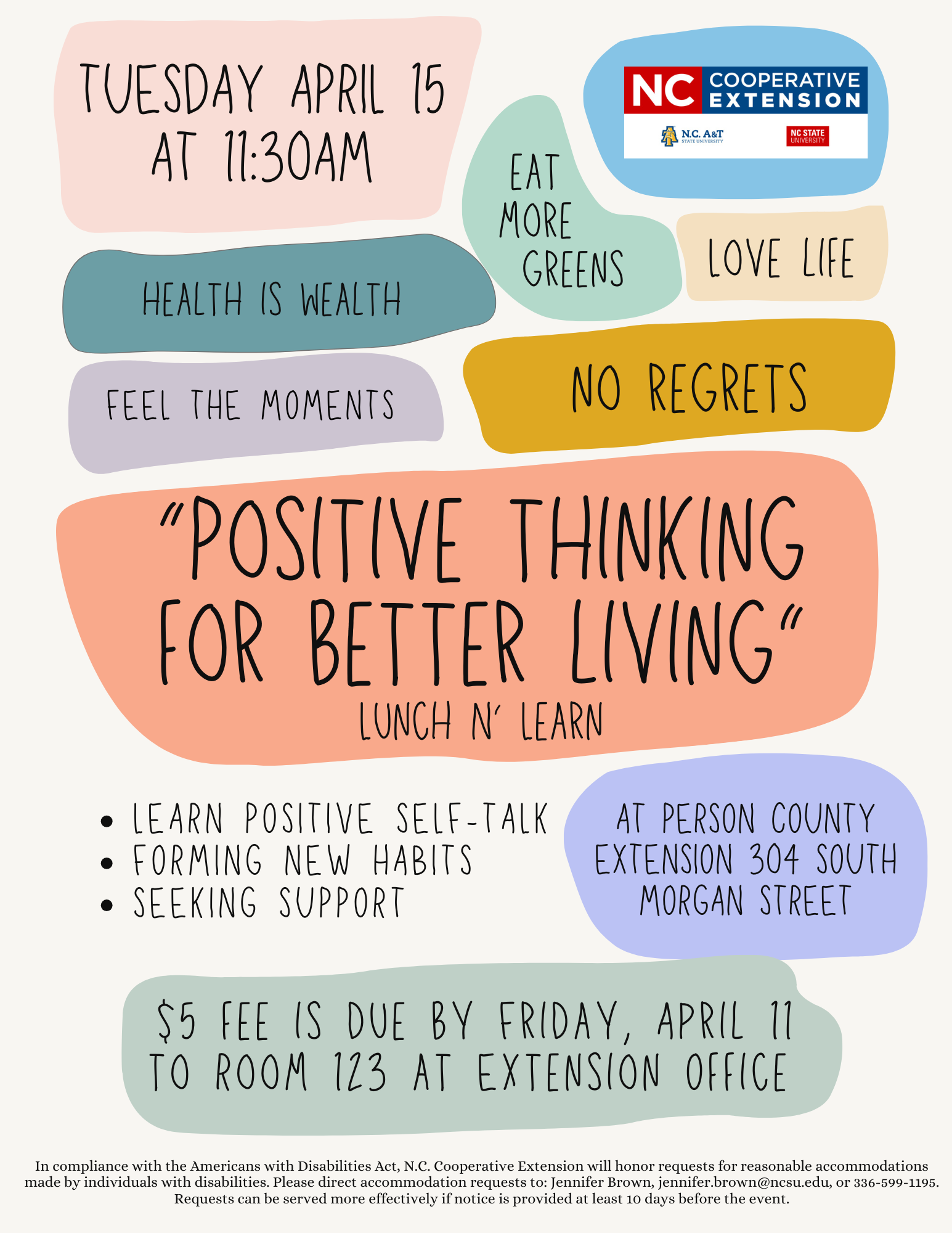 Positive Thinking Lunch N Learn flier