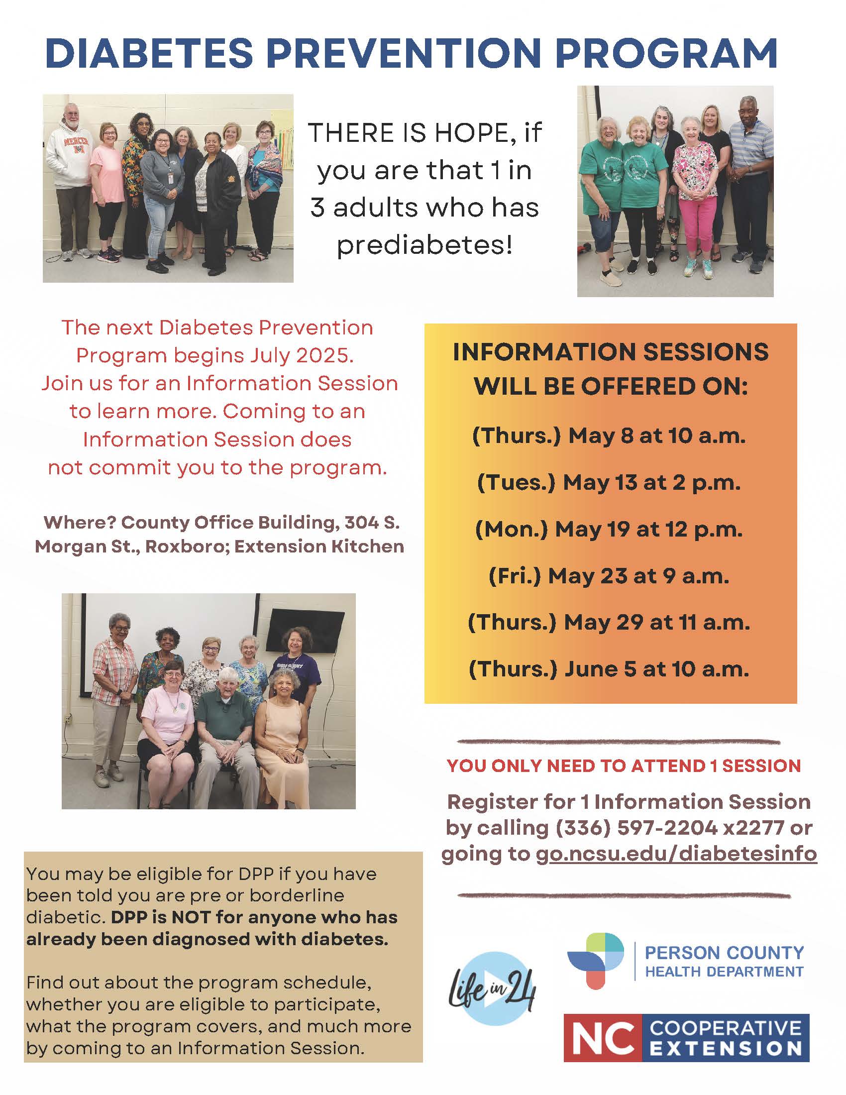 Diabetes Prevention Program Information Session Flier