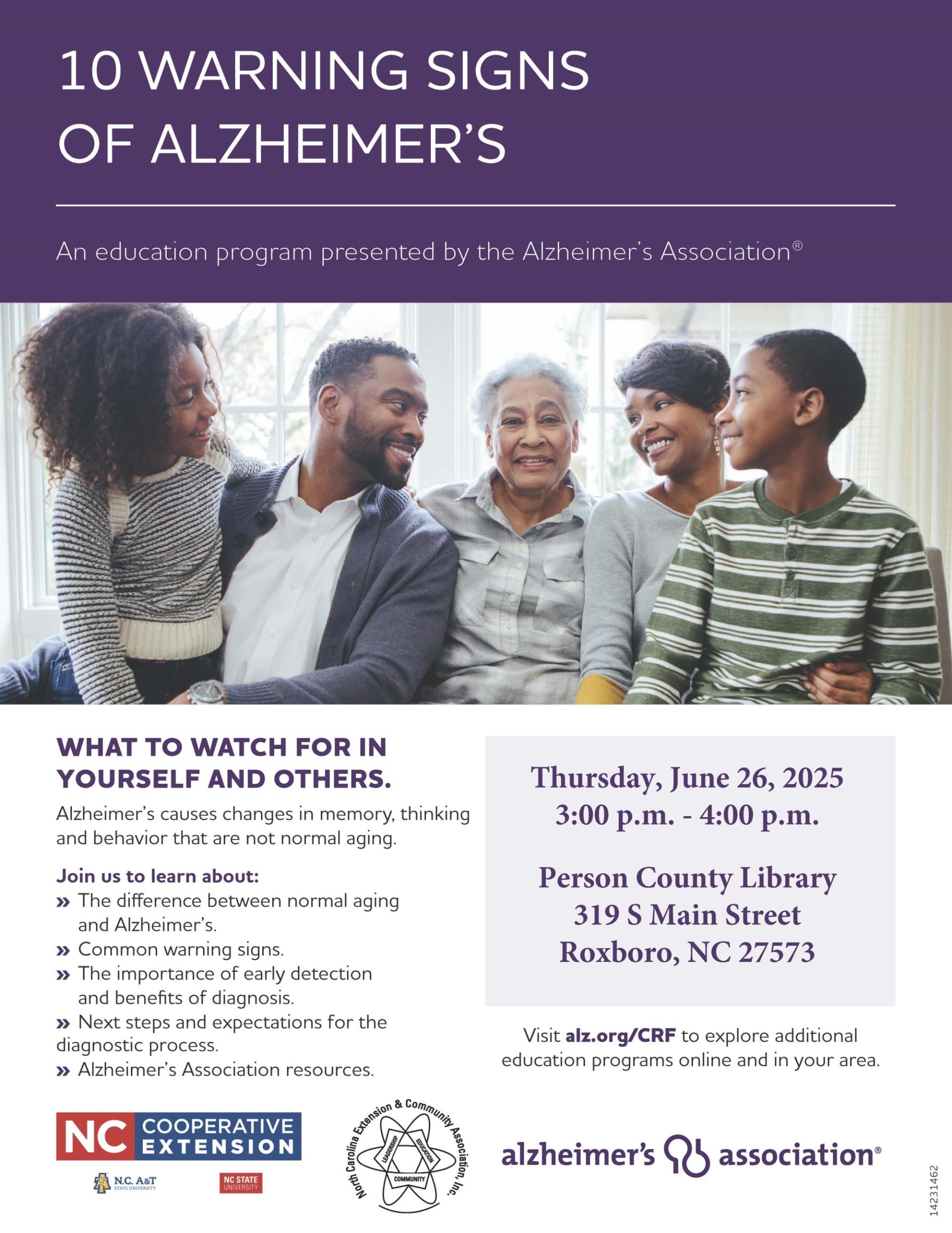 10 Warning Signs of Alzheimer's Flier