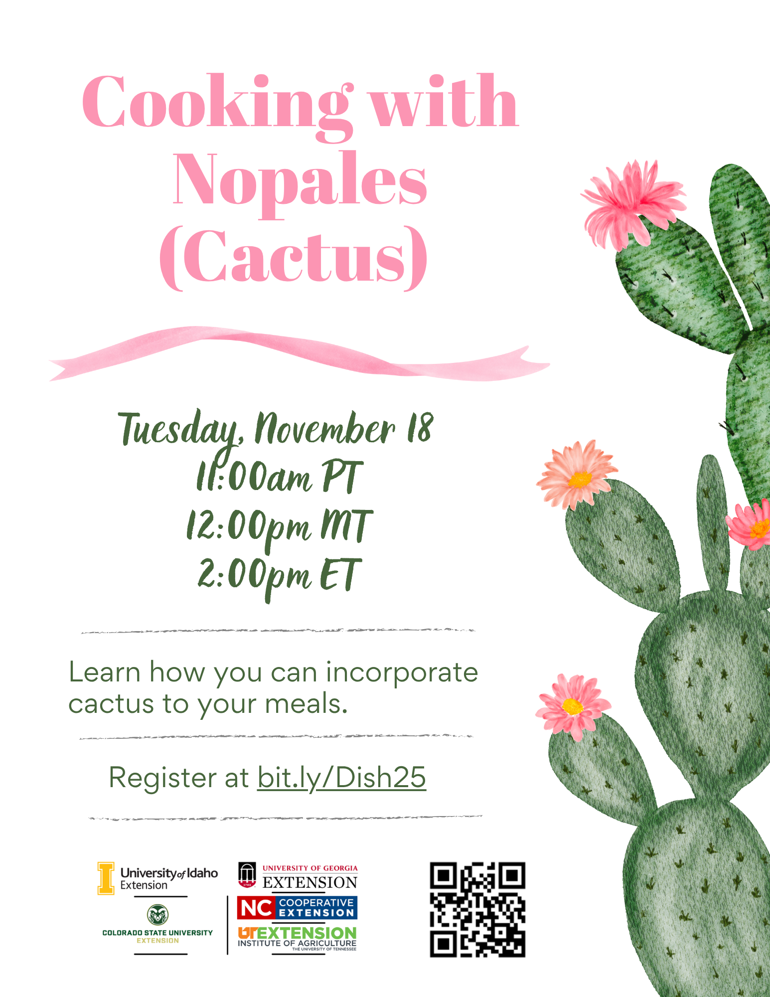 Cooking with Cactus Virtual Workshop Flier