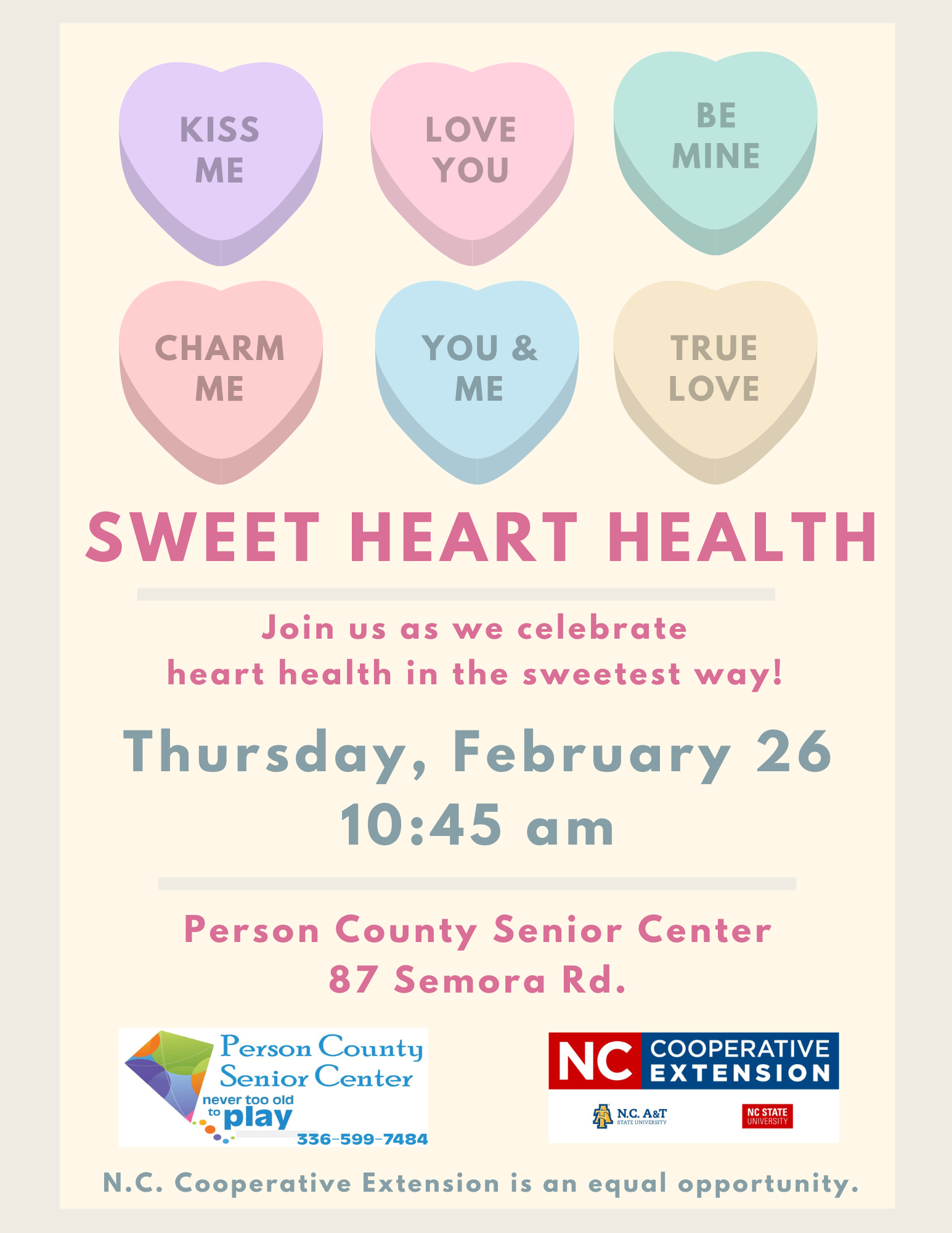 Sweet Heart Health Workshop Flier