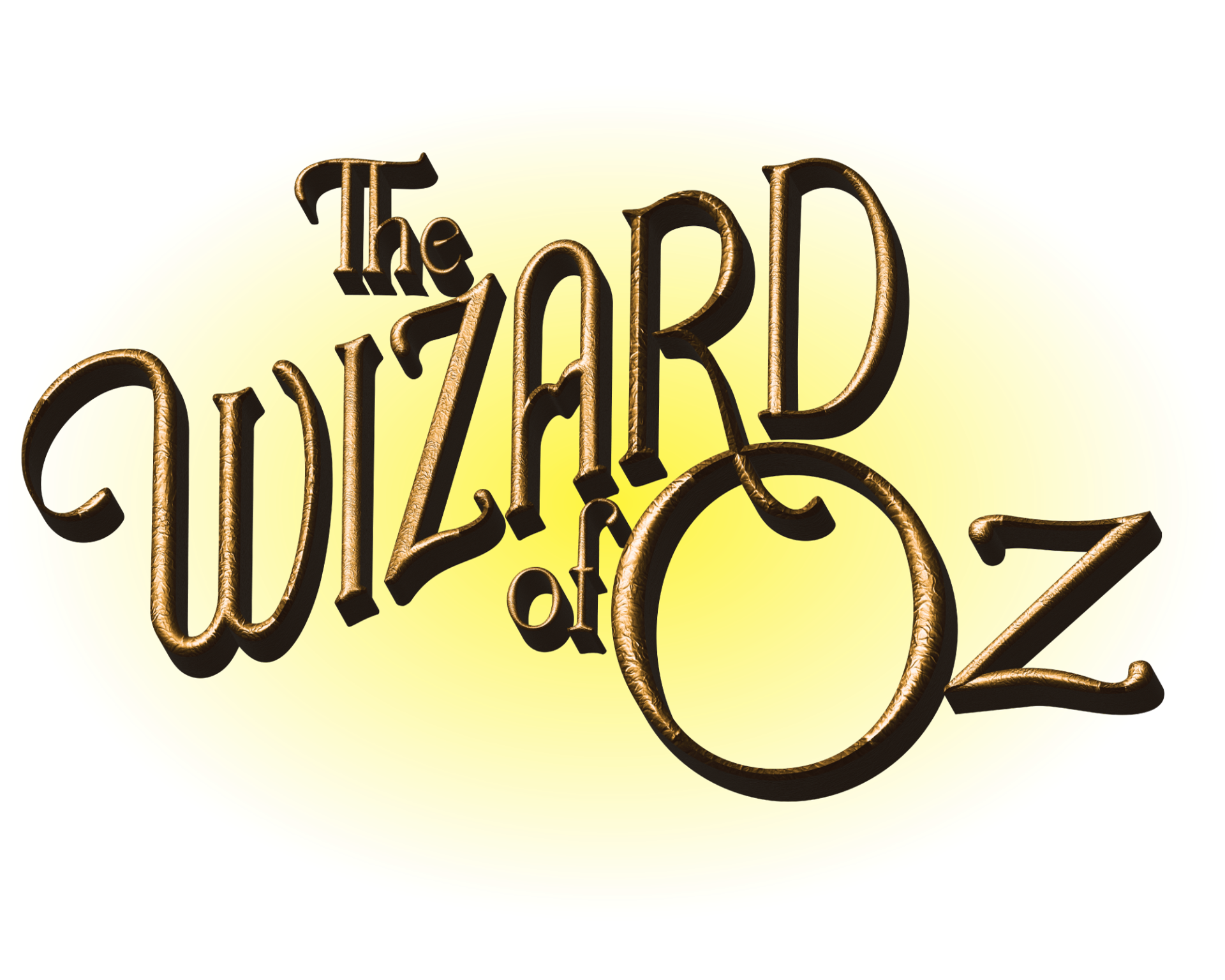 The Wizard of Oz logo in gold font