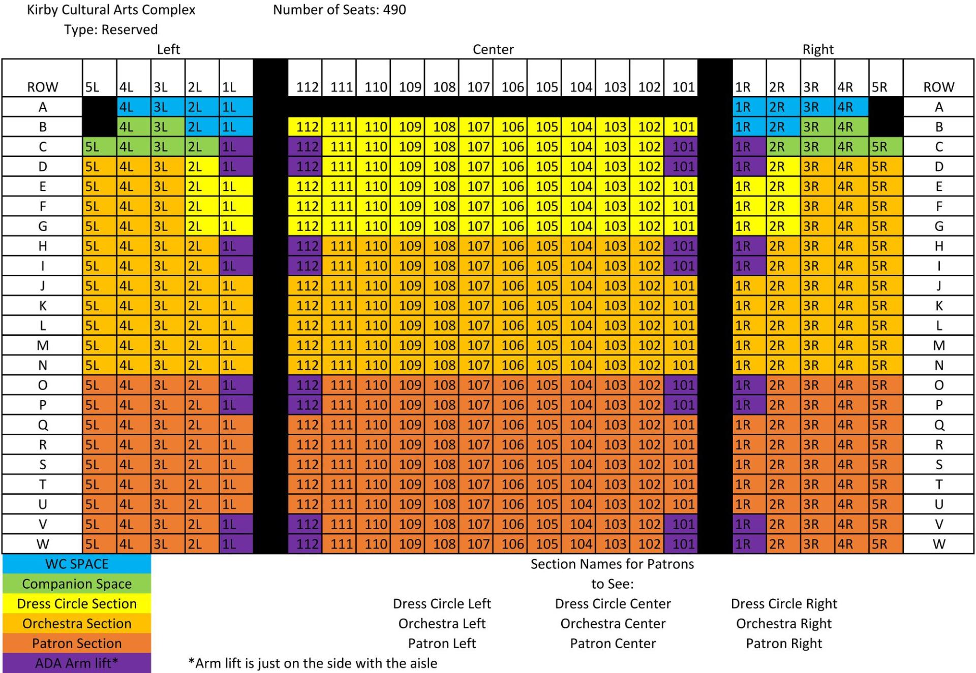 Auditorium Seat Map 